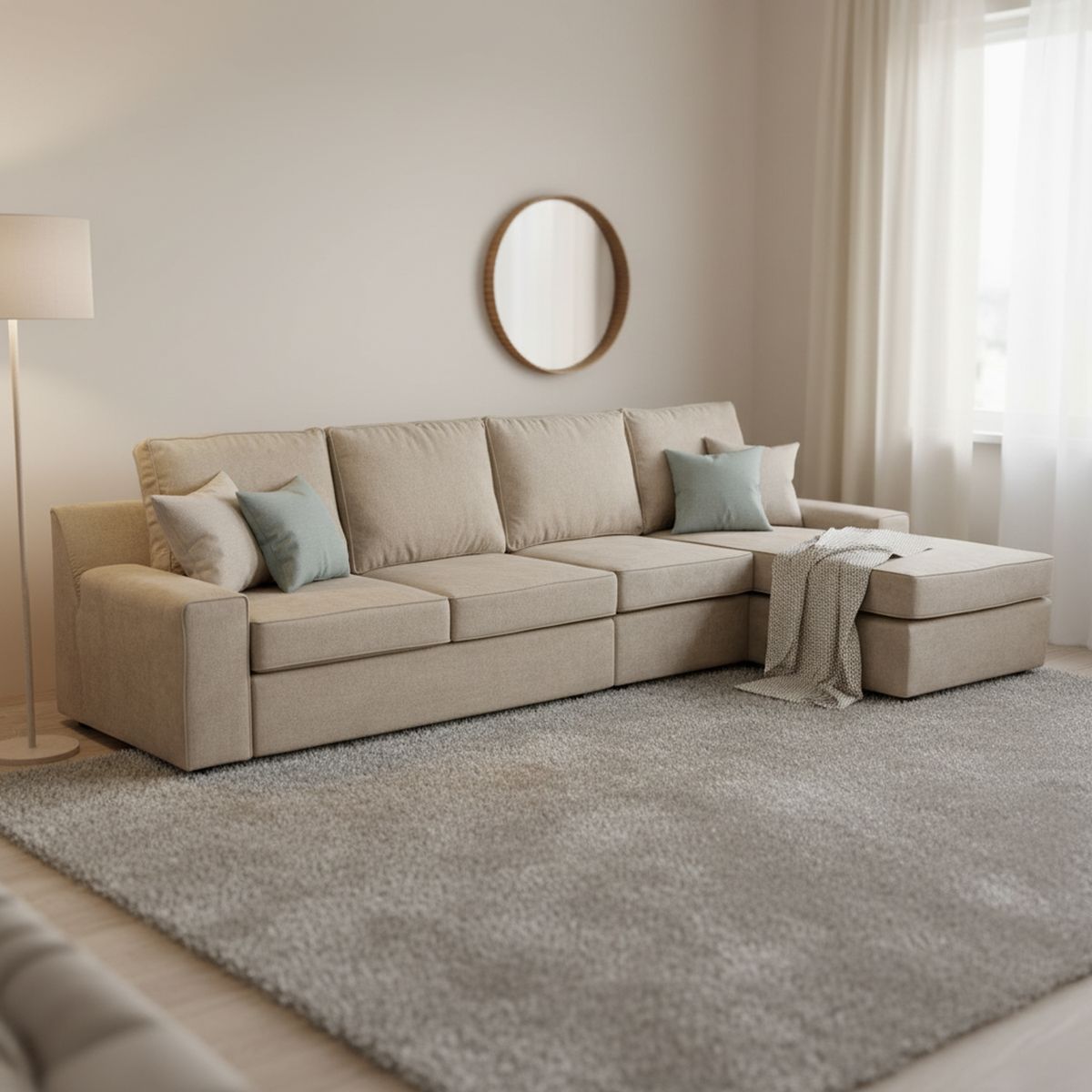 INTERMUEBLES - Seccional cama Burano Xl derecho 133 cm beige