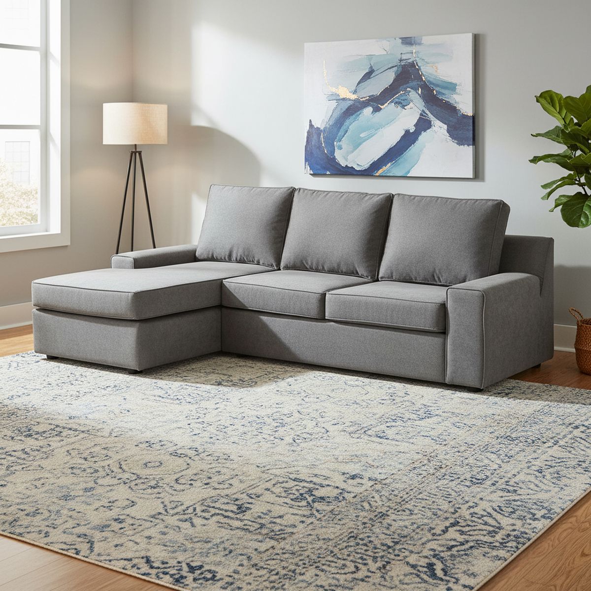 INTERMUEBLES - Seccional cama Burano izquierdo 133 cm gris oscuro