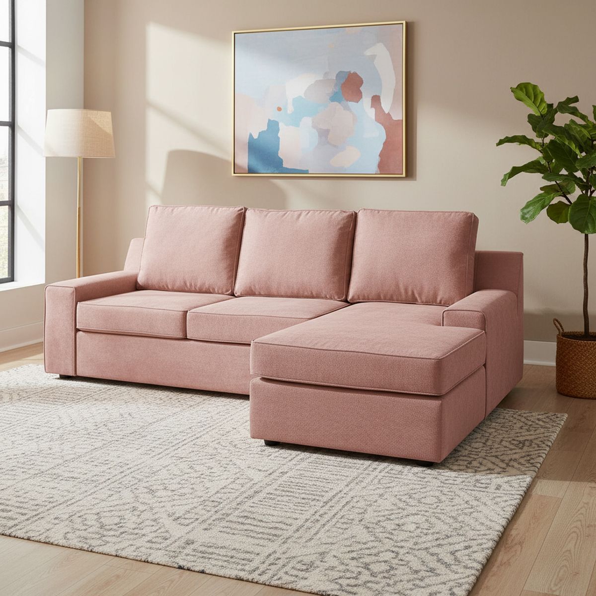 INTERMUEBLES - Seccional cama Burano derecho 133 cm rosa