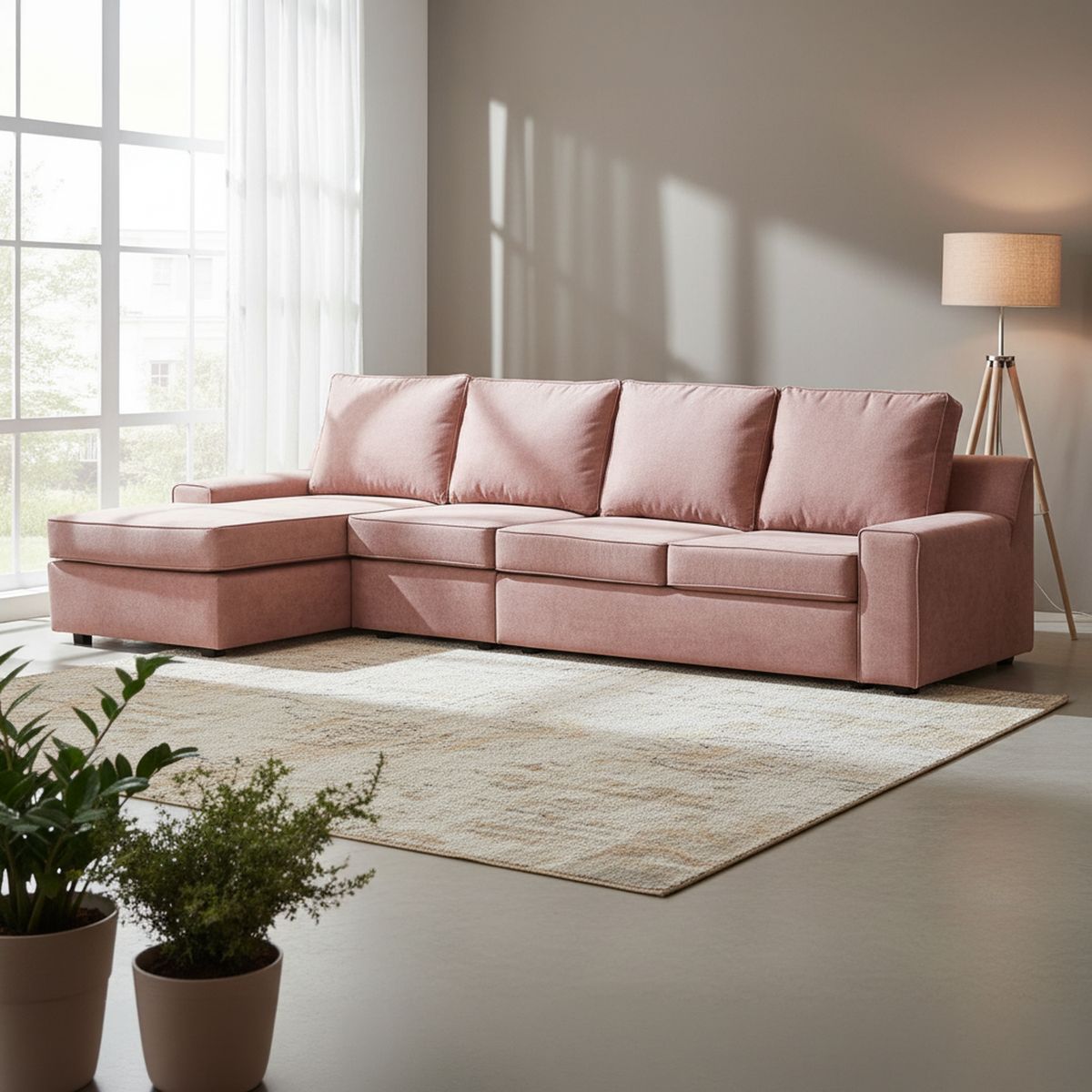 INTERMUEBLES - Seccional cama Burano Xl izquierdo 133 cm rosa