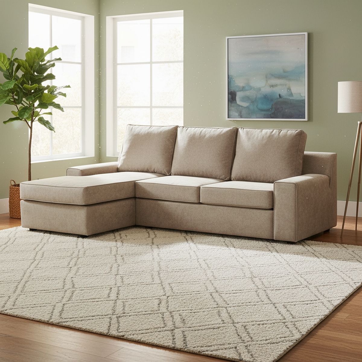 INTERMUEBLES - Seccional cama Burano izquierdo 133 cm beige