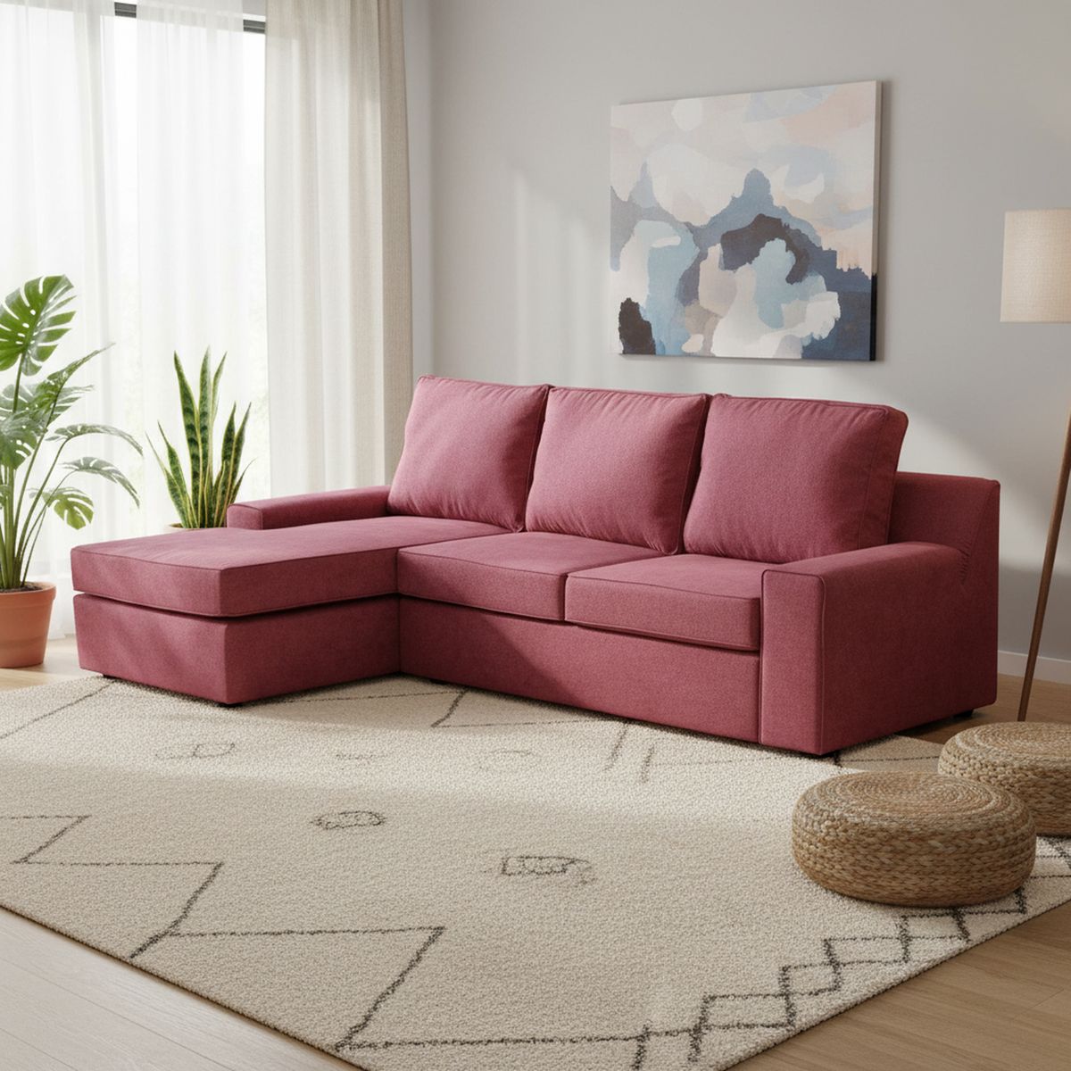 INTERMUEBLES - Seccional cama Burano izquierdo 133 cm burdeo