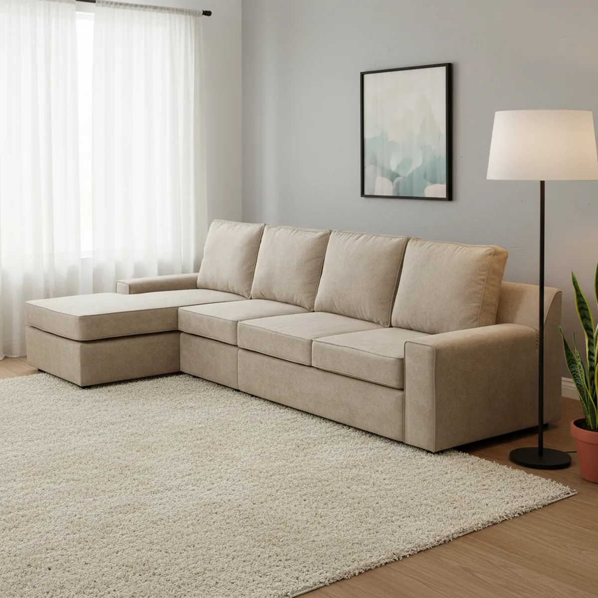 INTERMUEBLES - Seccional cama Burano Xl izquierdo 133 cm beige