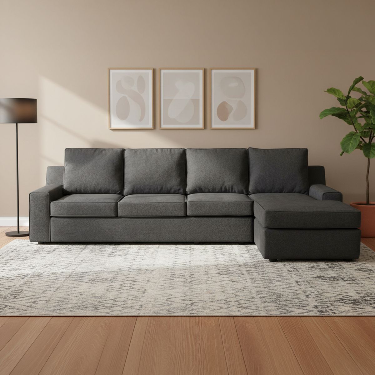 INTERMUEBLES - Seccional cama Burano Xl derecho 133 cm negro