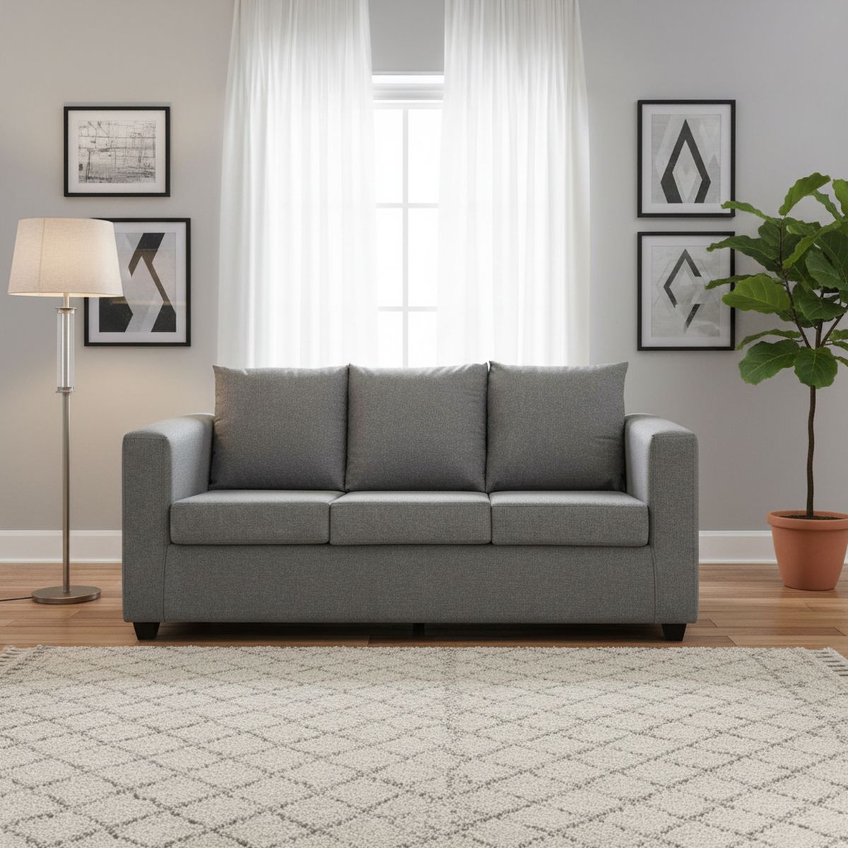 INTERMUEBLES - Sofá cama Marco 133 cm tela gris claro