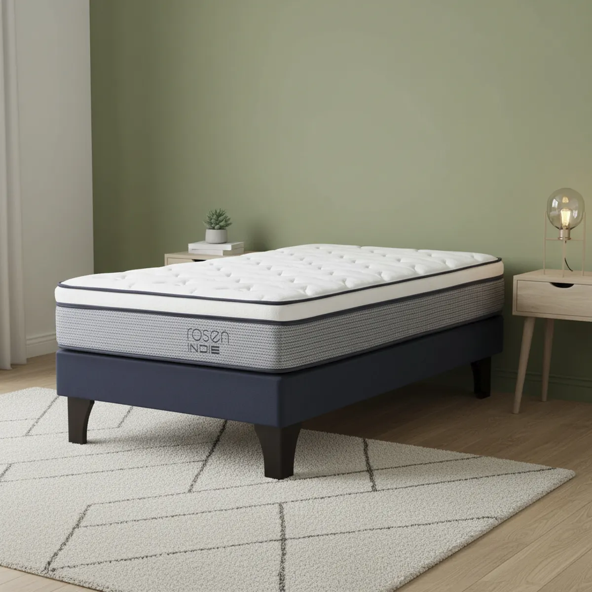 ROSEN - Cama 1.5 plazas Europea Indie Azul