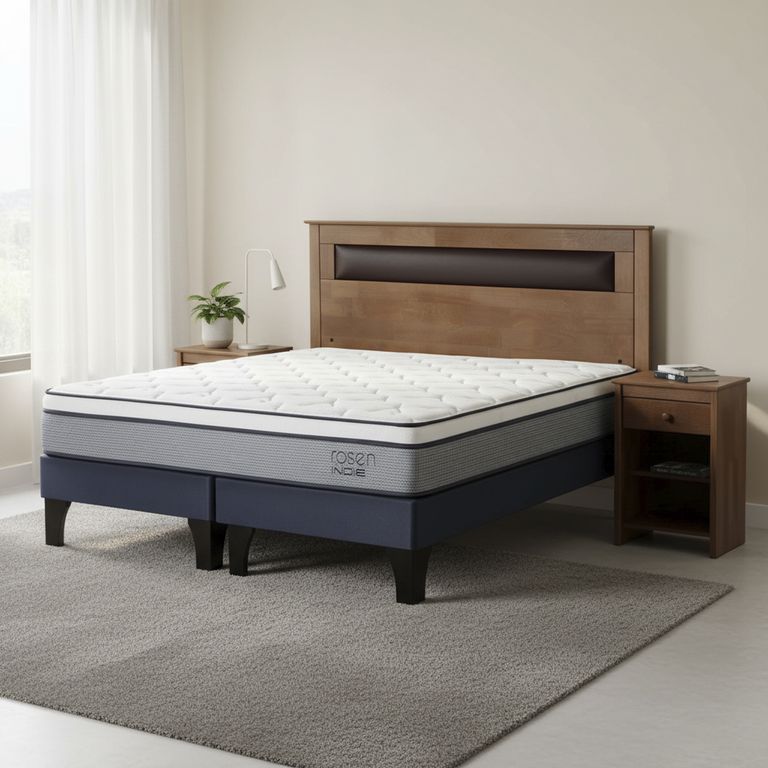 ROSEN Cama 2 plazas de Estructura Indie Azul