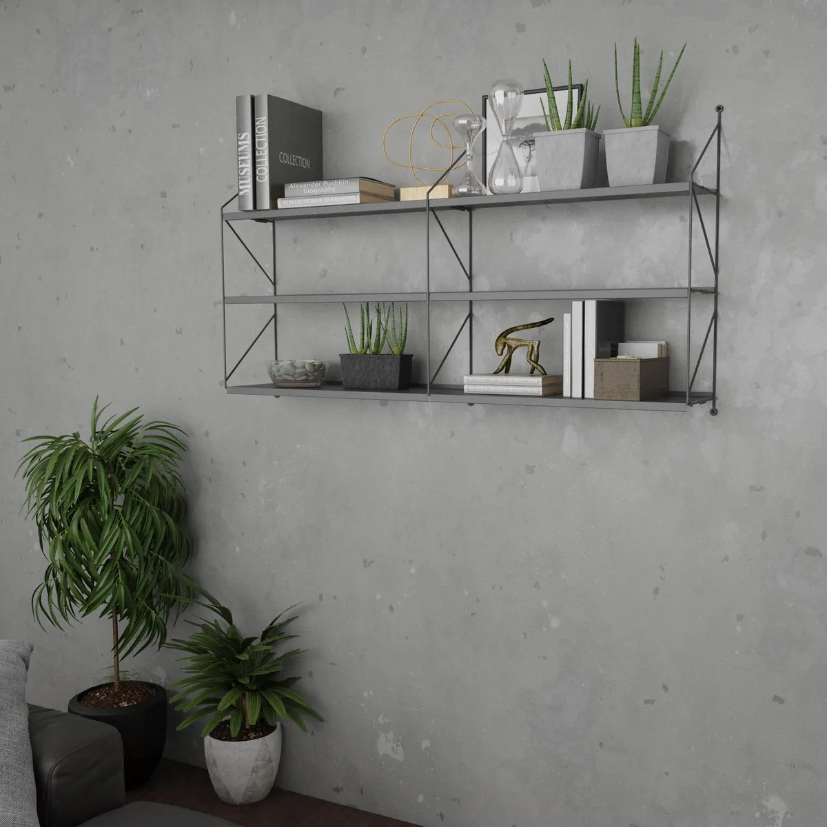 DUCASSE - Repisa Angolo Dúo Acero 3 Nivel(es) 122x66x21 cm Gris