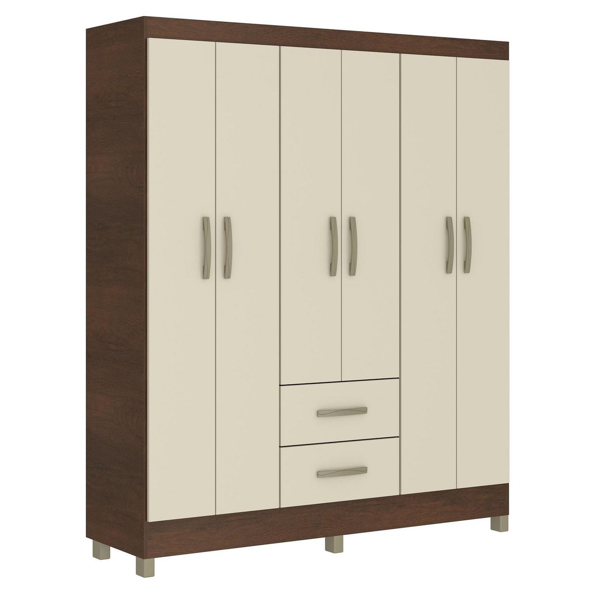 MOBILFRANK - Clóset 6 Puerta(s) 2 Cajón(es) 4 Repisa(s) 149x179x45 cm Champagne