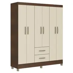 MOBILFRANK - Clóset 6 Puerta(s) 2 Cajone(s) 4 Repisa(s) 149x179x45 cm Champagne