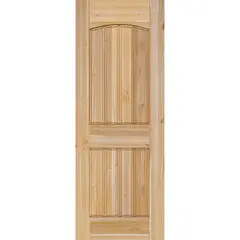 HOLZTEK - Puerta Exterior Madera pino oregón 90x210 cm Modelo 2 Natural