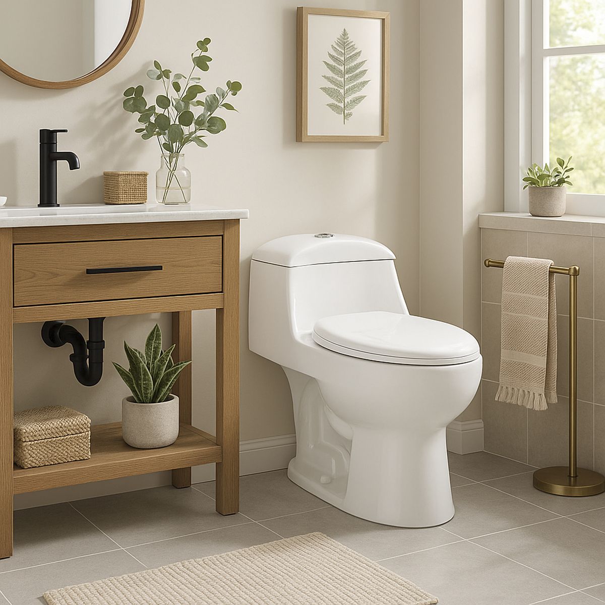 STRETTO - Sanitario One piece a Piso 30,5 cm 4.8 Litros WC One Piece Eros Descarga Piso 30 Blanco