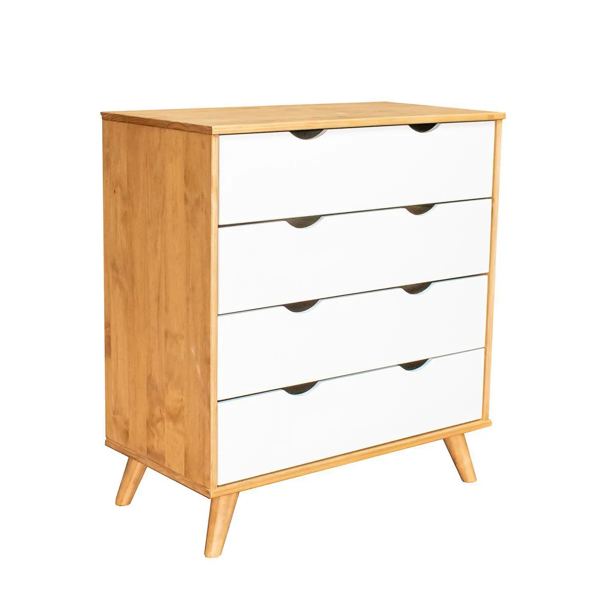 VEKKAHOME - Cómoda 4 Cajón(es) ELIS 76x90x39 cm Café/Blanco