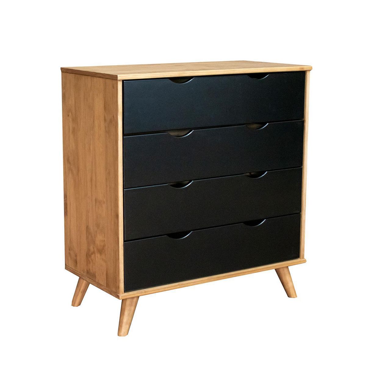 VEKKAHOME - Cómoda 4 Cajón(es) ELIS 76x90x39 cm Café/Grafito