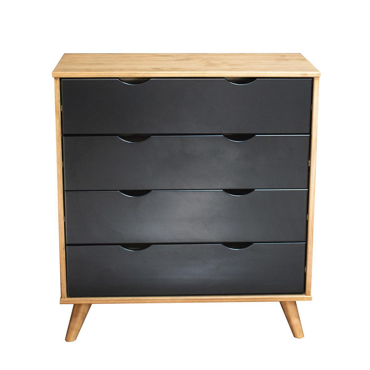 VEKKAHOME - Cómoda 4 Cajón(es) ELIS 76x90x39 cm Café/Grafito