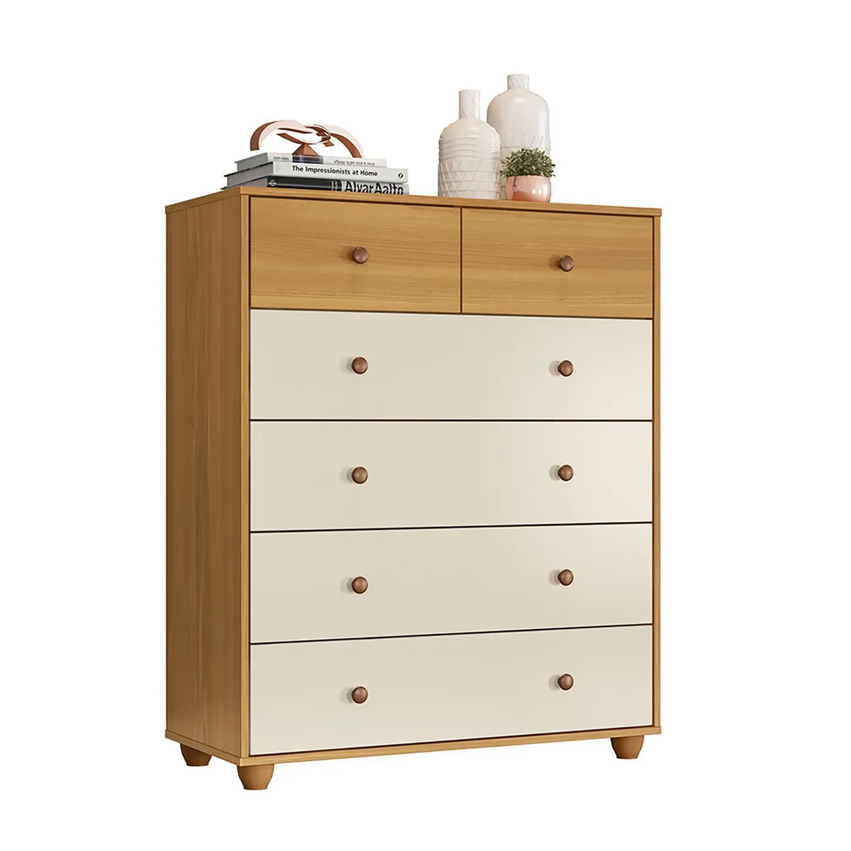 VEKKAHOME - Cómoda 6 Cajón(es) VITTORIA 90x110x41 cm Beige