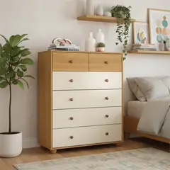 VEKKAHOME - Cómoda 6 Cajón(es) VITTORIA 90x110x41 cm Beige