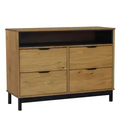 VEKKAHOME - Cómoda 4 Cajón(es) IRIS 110x50x40 cm Café