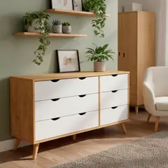 VEKKAHOME - Cómoda 6 Cajón(es) Luna 120x73x40 cm Café