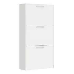 VEKKAHOME - Zapatera Nick Light MDP 3 Nivel(es) 65x124x22 cm Blanco