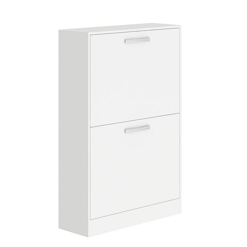 VEKKAHOME - Zapatera Nick Light MDP 2 Nivel(es) 65x88x22 cm Blanco