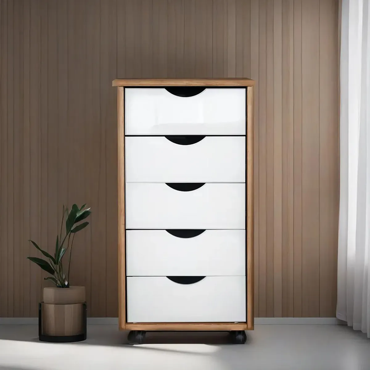 VEKKAHOME - Cajonera 5 Cajón(es) Lucía Ligth 34x64.5x39 cm Café/Blanco