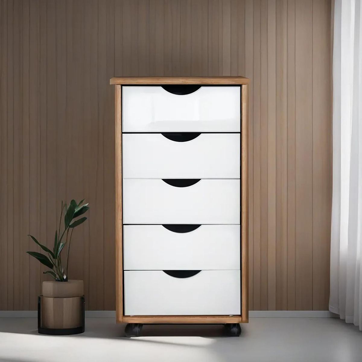 VEKKAHOME - Cajonera 5 Cajón(es) Lucía Ligth 34x64.5x39 cm Café/Blanco