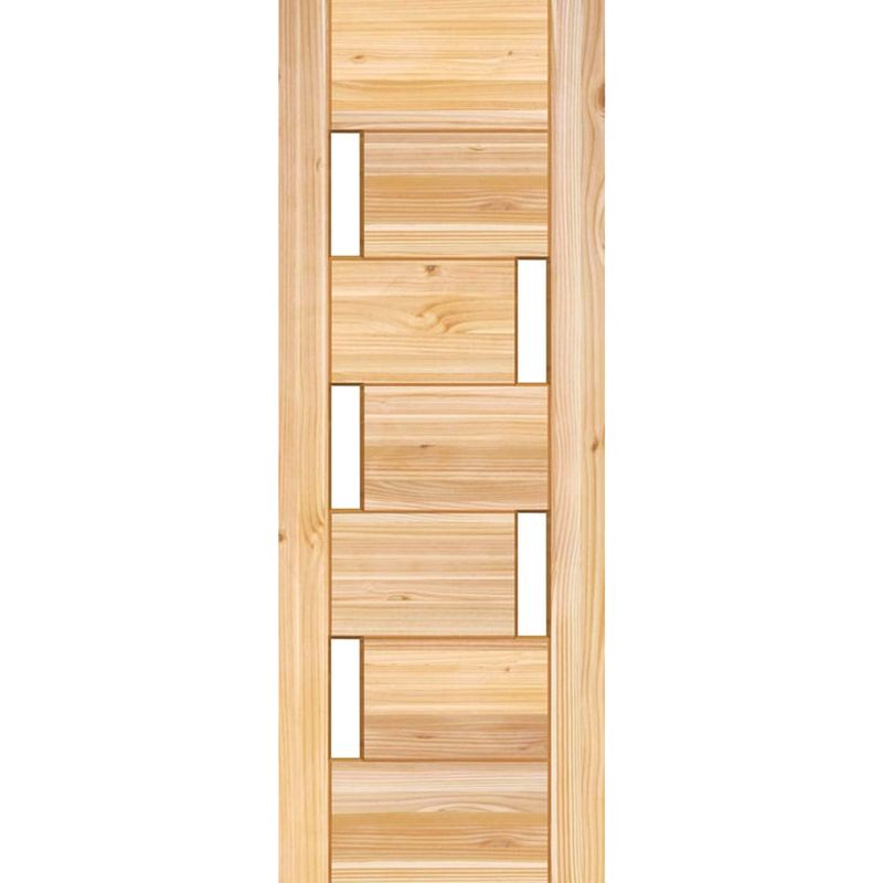 HOLZTEK - Puerta Exterior Madera pino oregón 100x210 cm Modelo 5 Natural