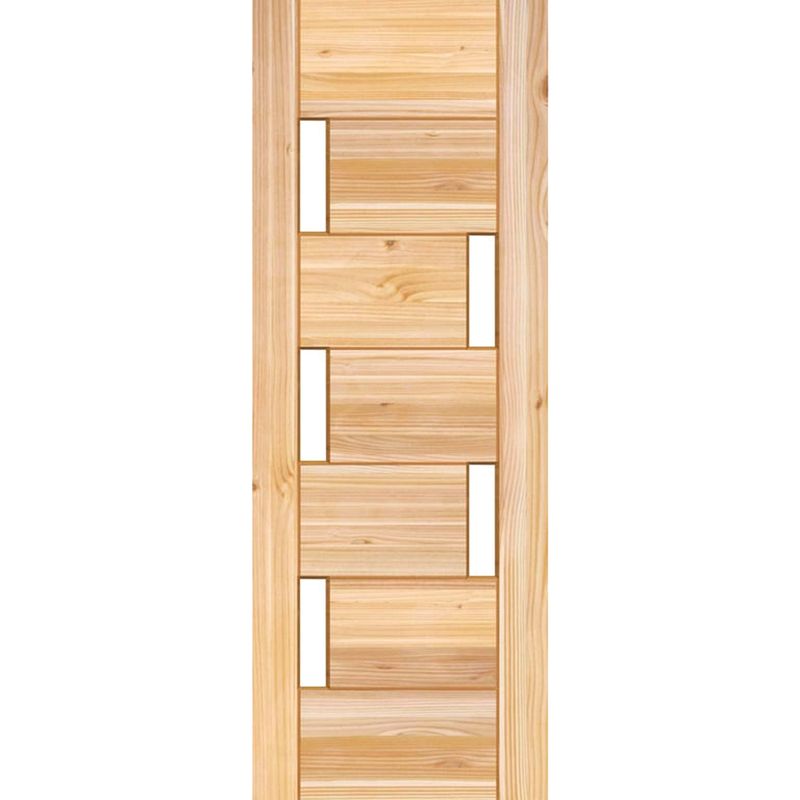 HOLZTEK - Puerta Exterior Madera pino oregón 80x210 cm Modelo 5 Natural