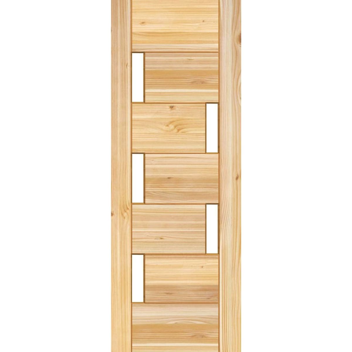 HOLZTEK - Puerta Exterior Madera pino oregón 75x200 cm Modelo 5 Natural