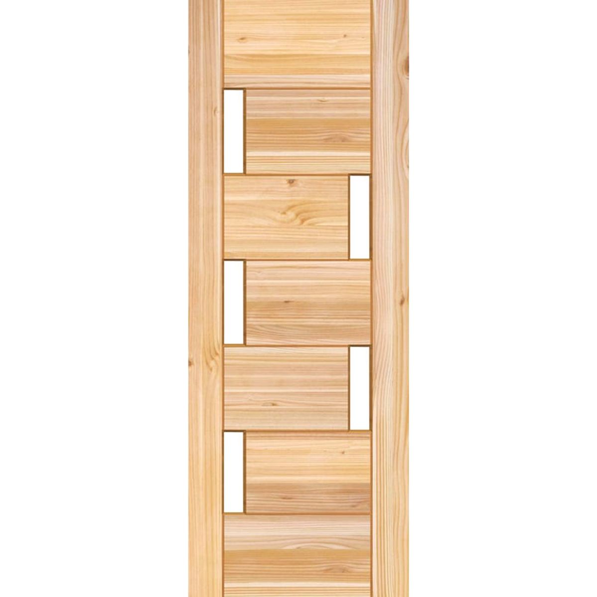 HOLZTEK - Puerta Exterior Madera pino oregón 90x220 cm Modelo 5 Natural