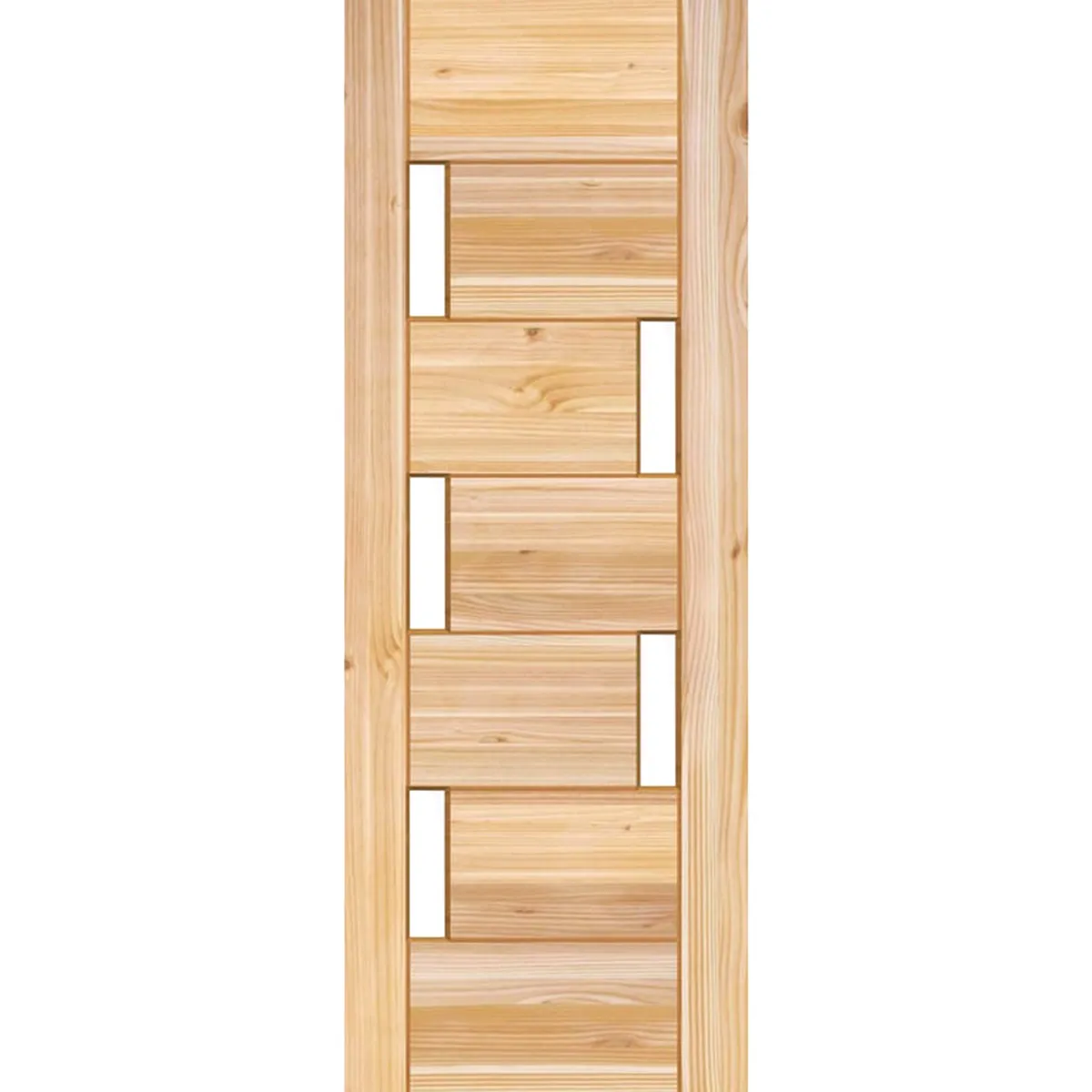 HOLZTEK - Puerta Exterior Madera pino oregón 100x200 cm Modelo 5 Natural
