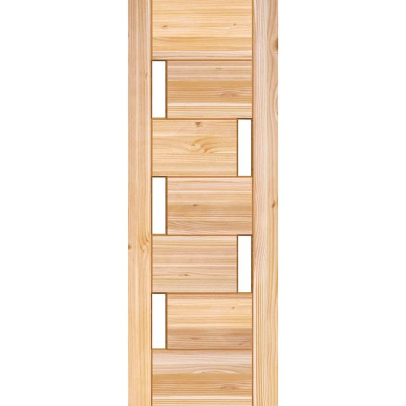 HOLZTEK - Puerta Exterior Madera pino oregón 70x210 cm Modelo 5 Natural