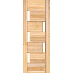 HOLZTEK - Puerta Exterior Madera pino oregón 90x210 cm Modelo 5 Natural