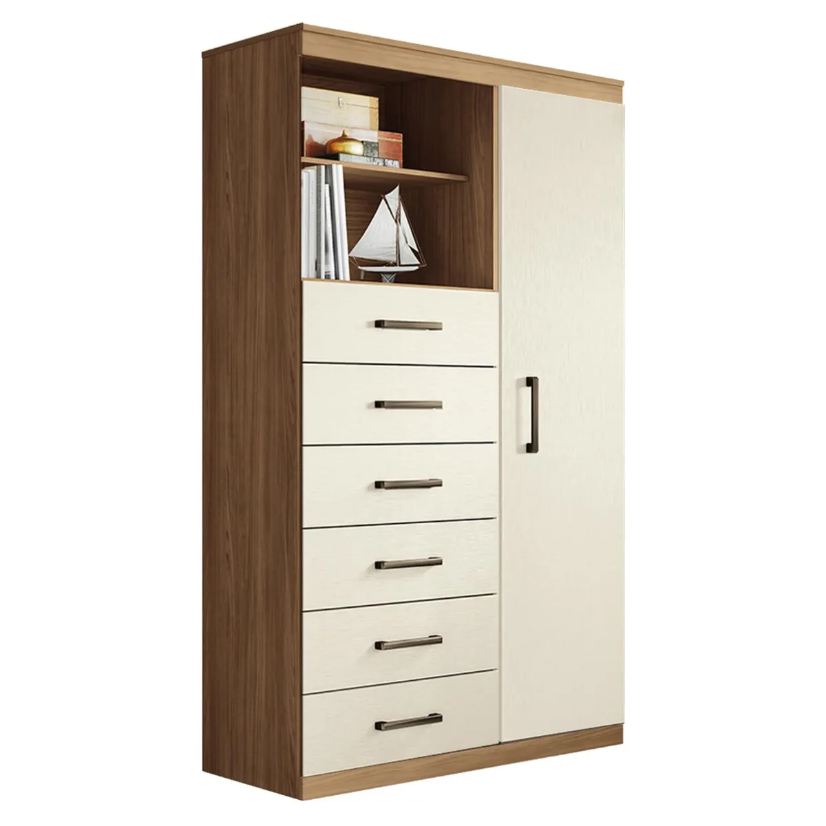 ONESSTA - Cómoda 1 Puerta 6 Cajón(es) Maraba 96.2x163.5x40 cm Beige/Café