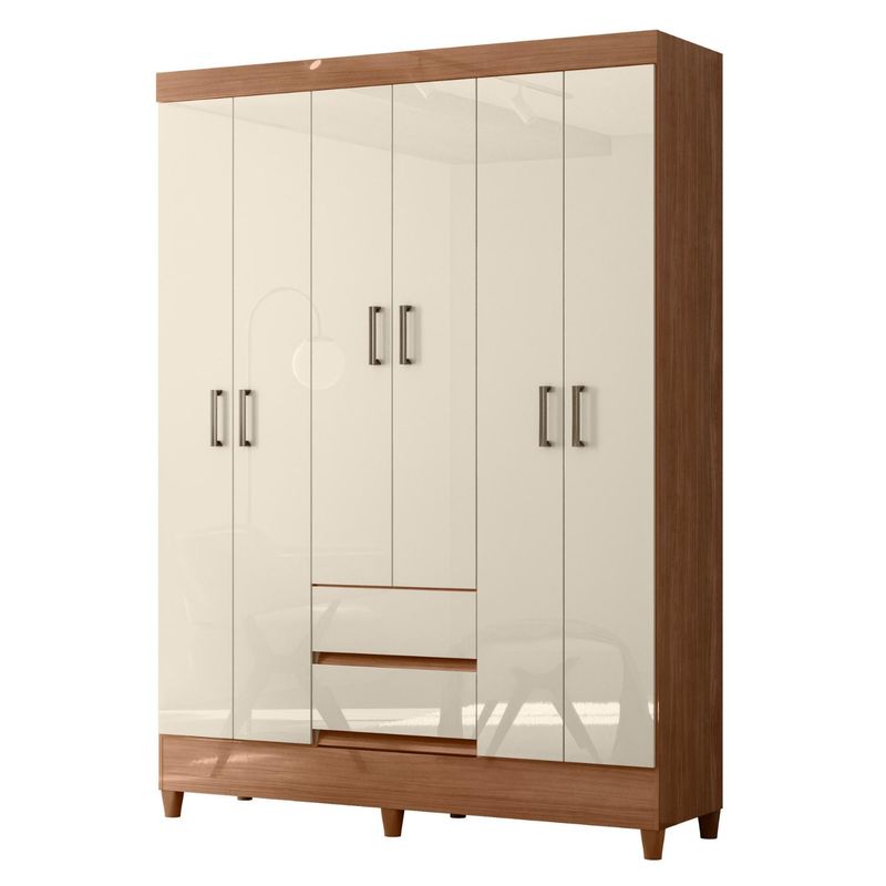 ONESSTA - Clóset Fit 6 Puerta(s) 3 Repisa(s) 137.4x191x42.2 cm Café/Beige