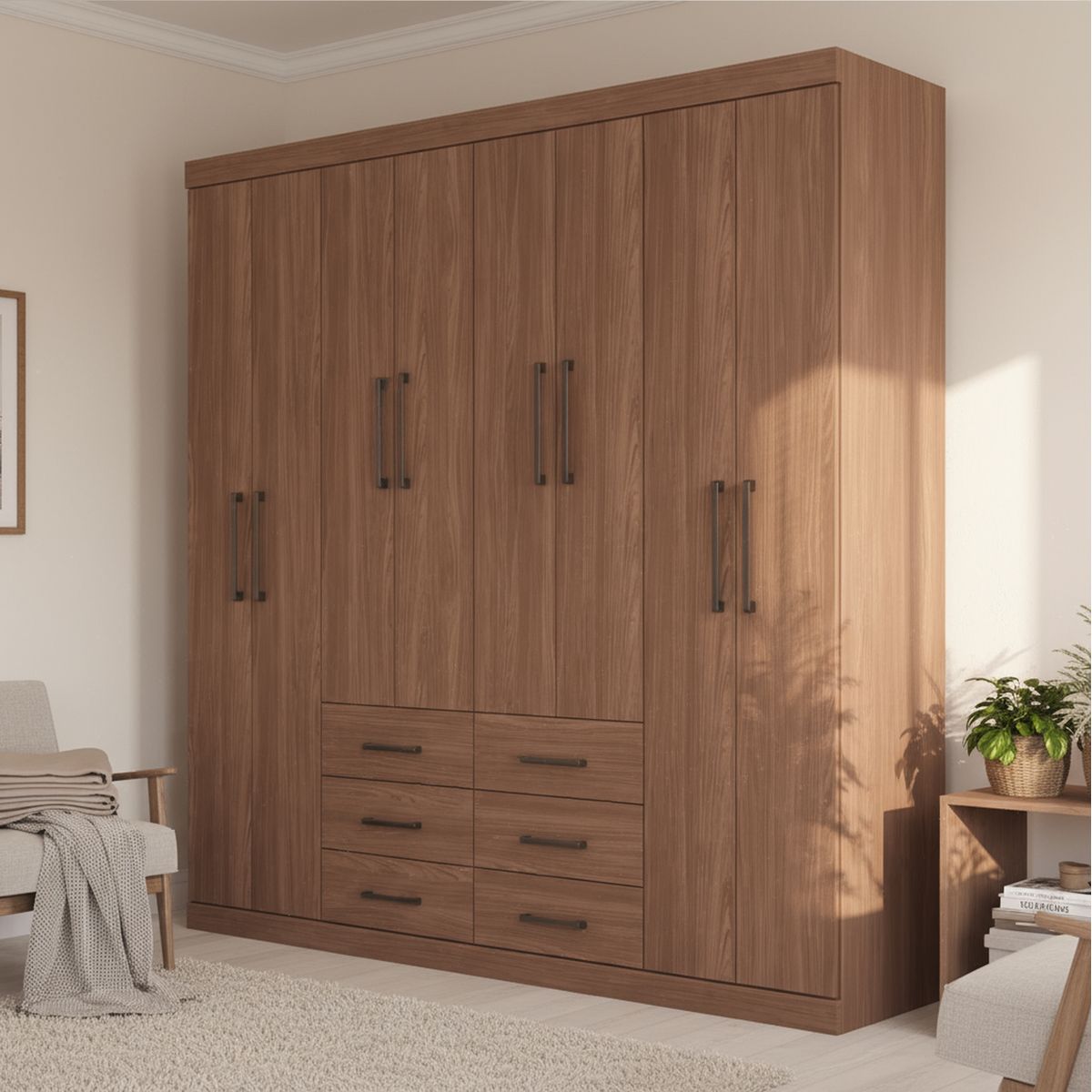 ONESSTA - Clóset Liverpool 8 Puerta(s) 6 Cajón(es) 11 Repisa(s) 212x210x46.3 cm Café