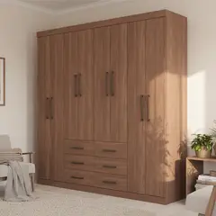 ONESSTA - Clóset Liverpool 8 Puerta(s) 6 Cajón(es) 11 Repisa(s) 212x210x46.3 cm Café