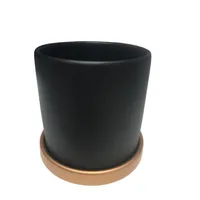 Macetero Cilindro de Arcilla 13x13 cm Grafito y Dorado