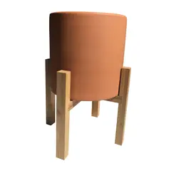 DECOGREEN - Macetero Cilindro de terracota con pedestal de bambú