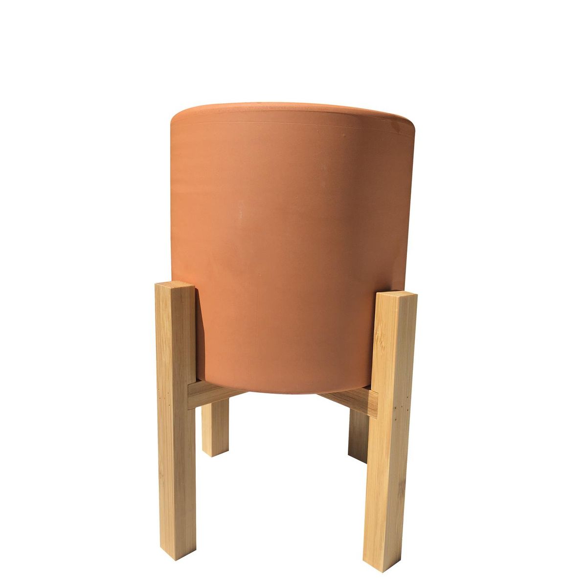 DECOGREEN - Macetero Cilindro de Terracota 18x20 cm Terracota y Bamboo