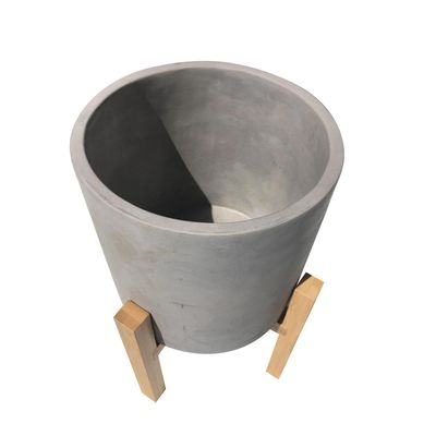 Imagen 2 del producto Macetero Cilindro de Cemento 20x20 cm Gris y Bamboo