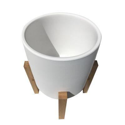 Imagen 2 del producto Macetero Cilindro Terracota Crema Con Pedestal Para Plantas