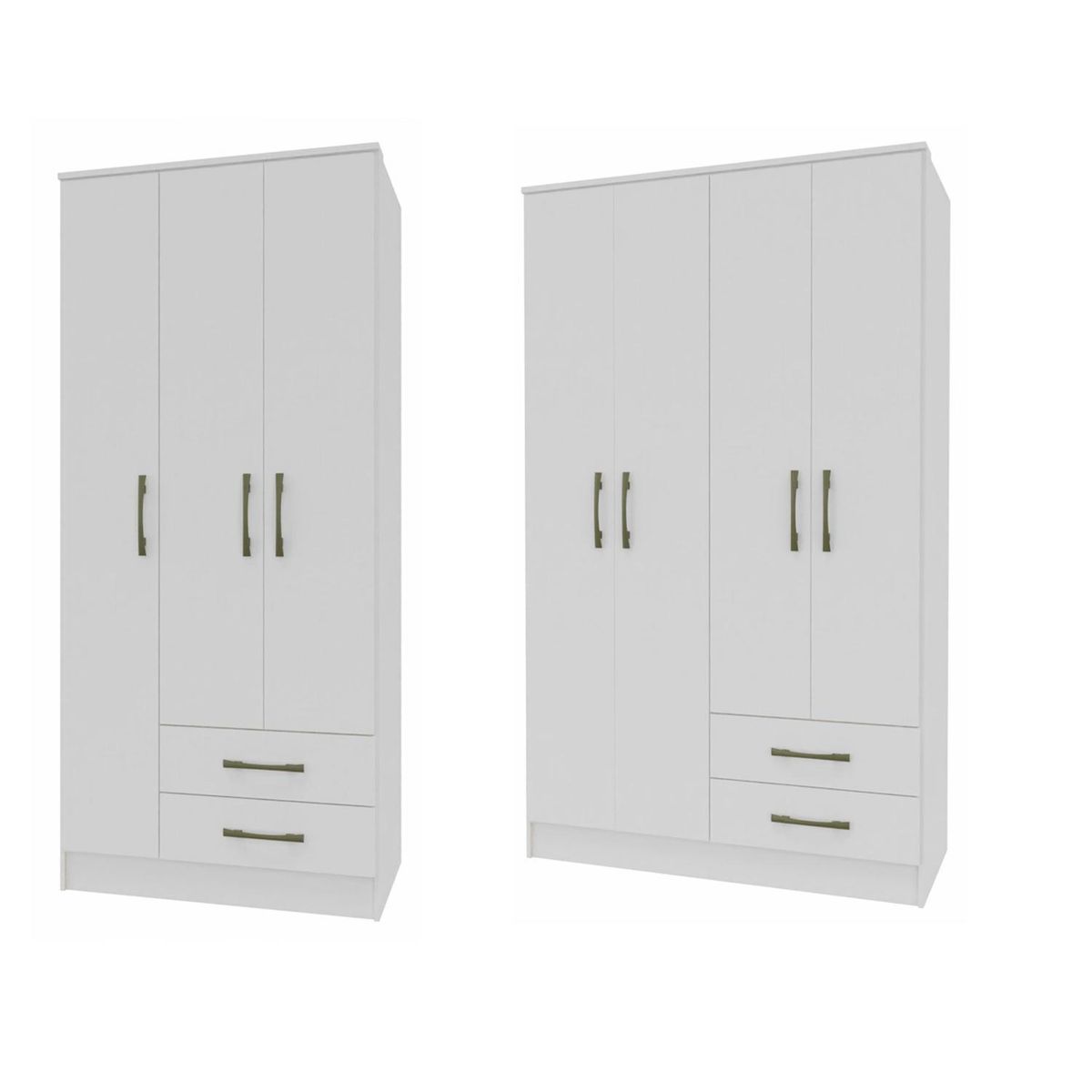 VEKKAHOME - Combo 2 Clóset Pequim Light 3 Puertas/2 Cajones y 4 Puertas/2 cajones