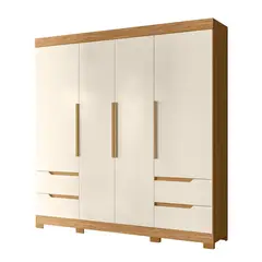 VEKKAHOME - Clóset Vivacce Ligth 4 Puerta(s) 5 Repisa(s) 212x217x47 cm Beige
