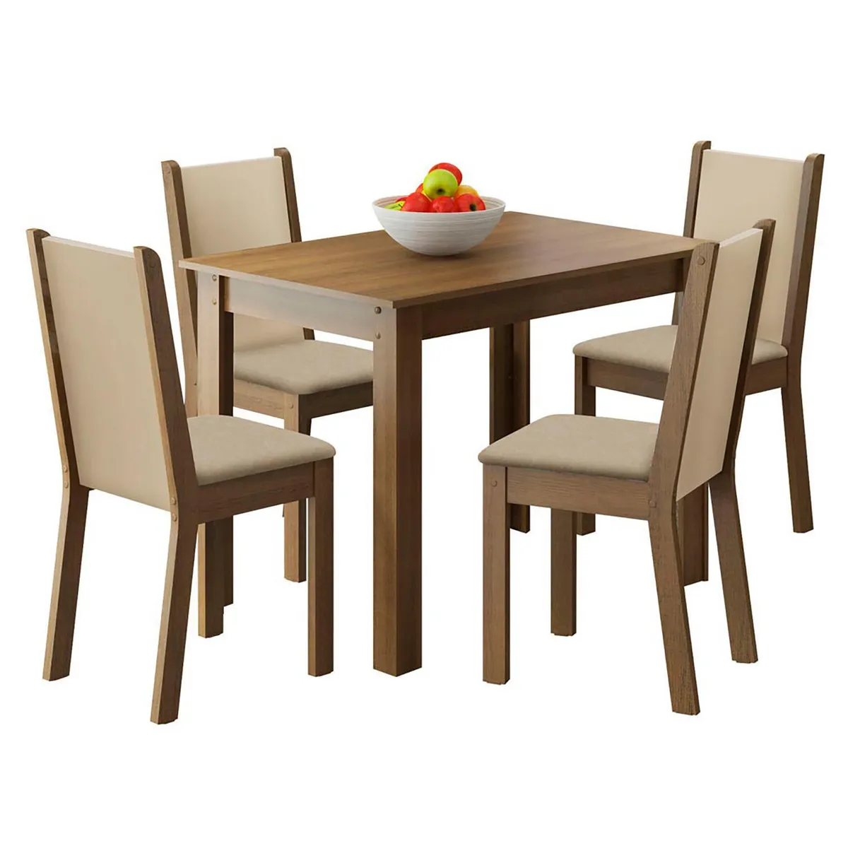 VEKKAHOME - Juego de Comedor Luna 4 Sillas Mesa Rectangular 68x76x104 cm Café