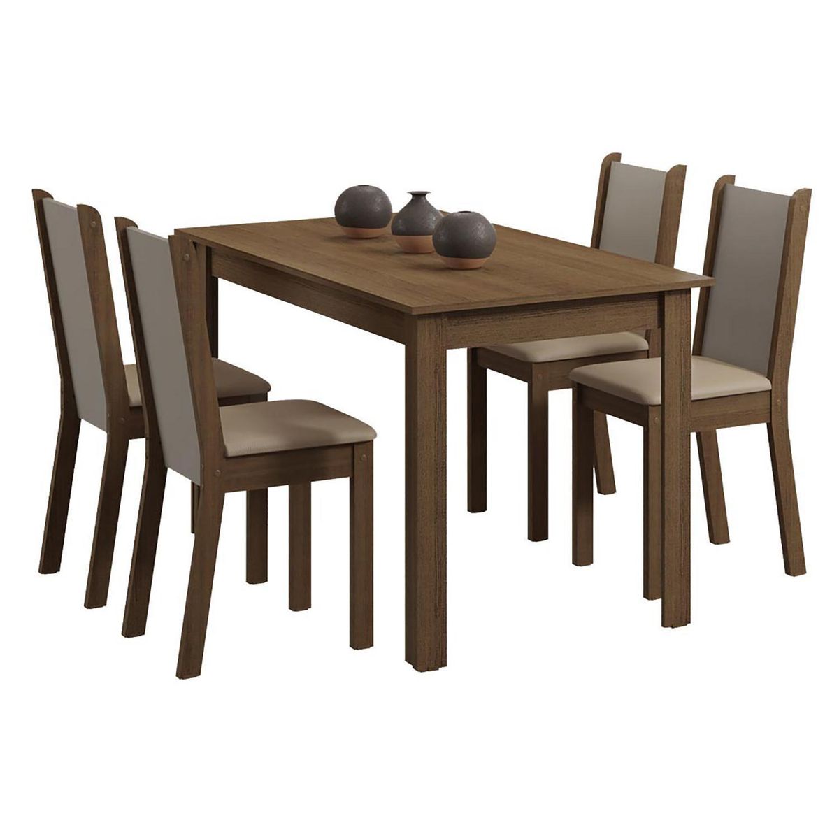 VEKKAHOME - Juego de Comedor Pia Leone 4 Sillas Mesa Rectangular 75x76x136 cm Café
