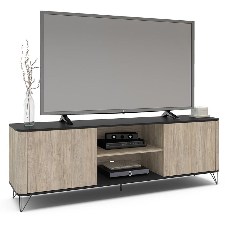 VEKKAHOME Rack Cartagen Rustic Dark 2 puertas