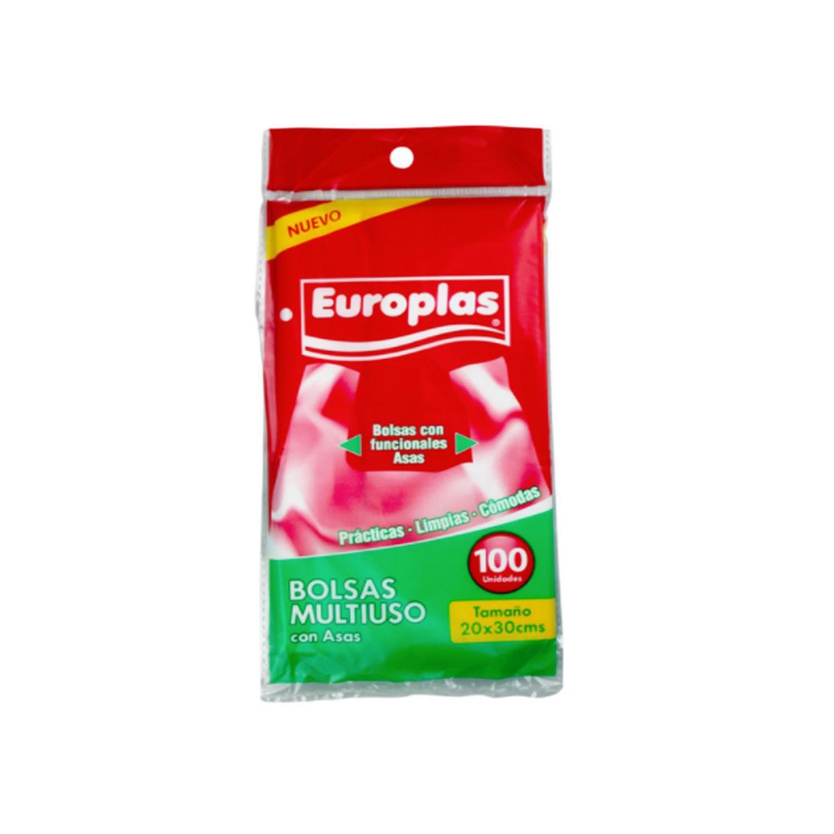 EUROPLAS - Bolsas Multiuso Europlas 20x30 Cm Transparentes Con Asas Pack 100 Unidades