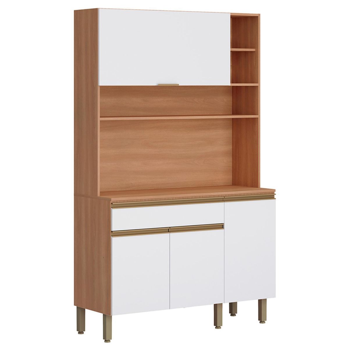 ROCA - Estante De Cocina Macadamia 4 Puertas + 1 Cajón Canela-Blanco